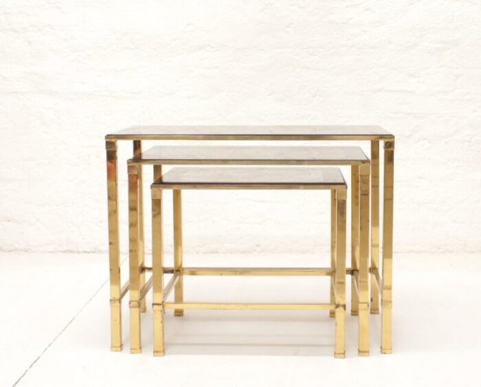 vintage italian brass nesting tables 1970s set of 3 2