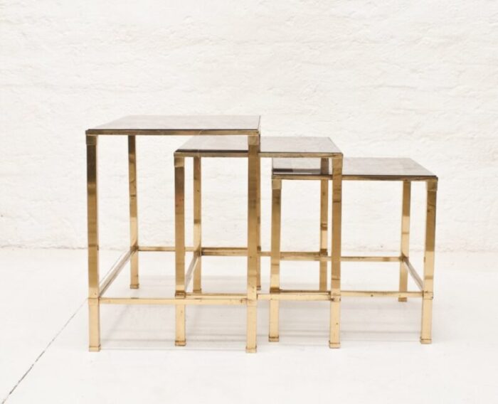 vintage italian brass nesting tables 1970s set of 3 3