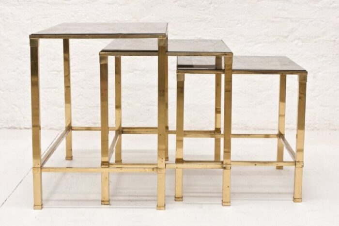 vintage italian brass nesting tables 1970s set of 3 6