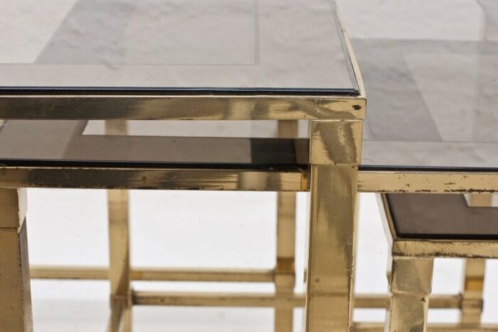 vintage italian brass nesting tables 1970s set of 3 7