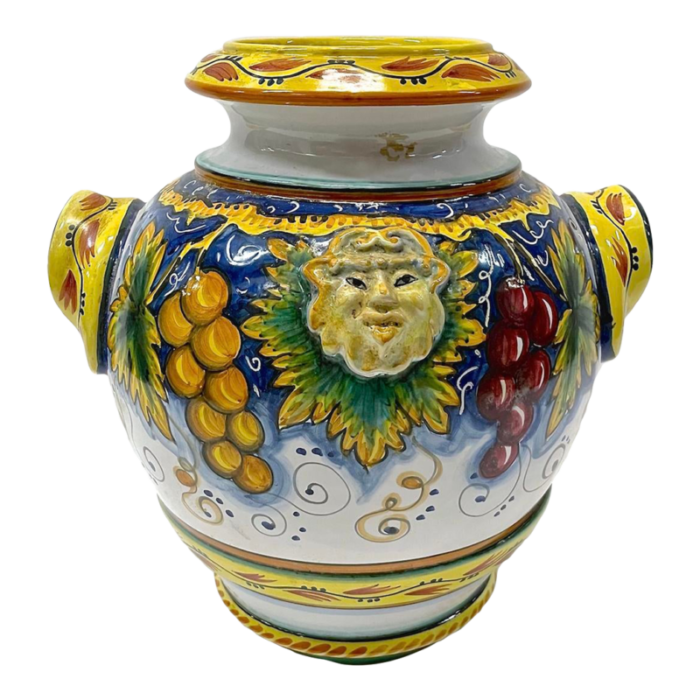 vintage italian deruta bacchus and grape vase 3960