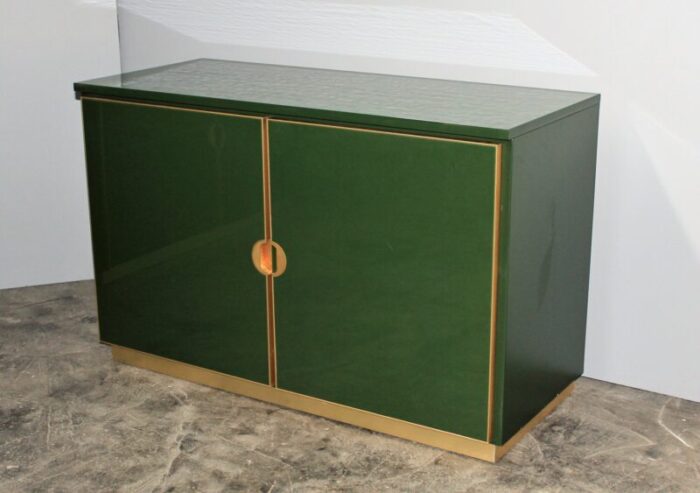 vintage italian emerald green and brass cabinet 1970s 1