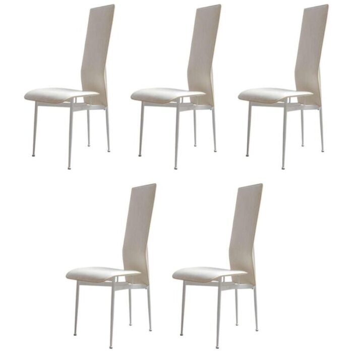 vintage italian leather dining chairs by giancarlo vegni for interna 1982 set of 5 1