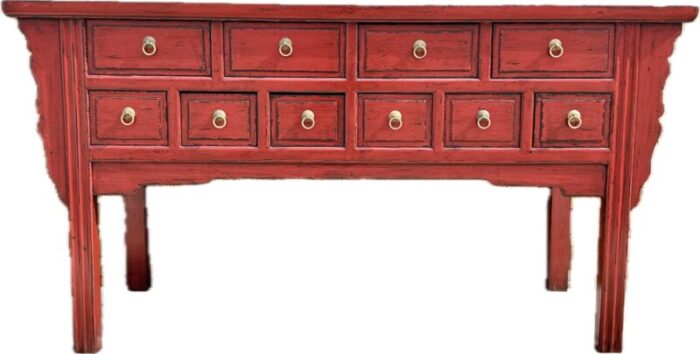 vintage james mont style red lacquered altar console table 2754