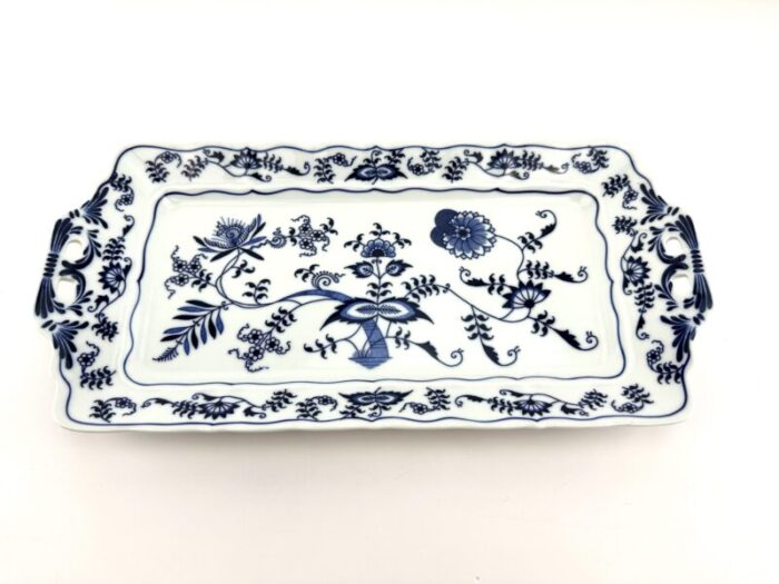 vintage japan danube rectangle blue and white serving tray 1757