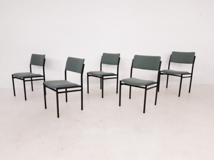 vintage metal stacking chairs attributed to gijs van der sluis for van der sluis stalen 1960s set of 5 2