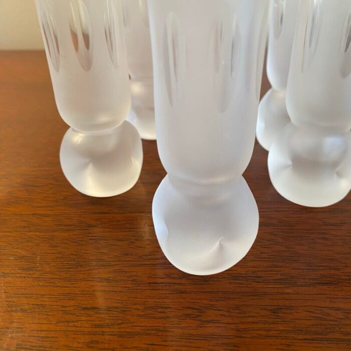 vintage mid century modern style frosted and cut liquor glasses set of 6 8502