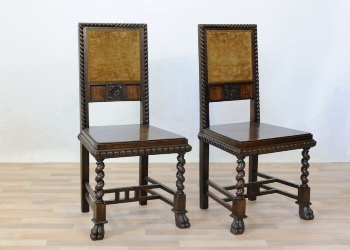 vintage neo renaissance style dining chairs in walnut set of 2 1