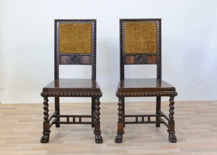 vintage neo renaissance style dining chairs in walnut set of 2 6