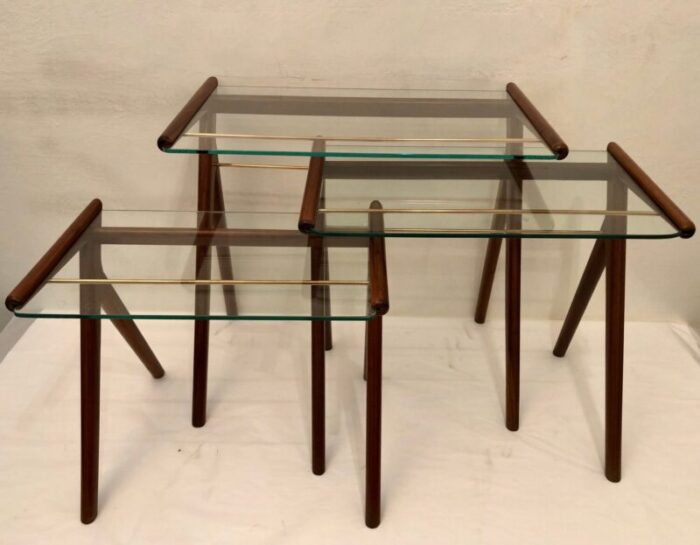 vintage nesting tables 1950s set of 3 3