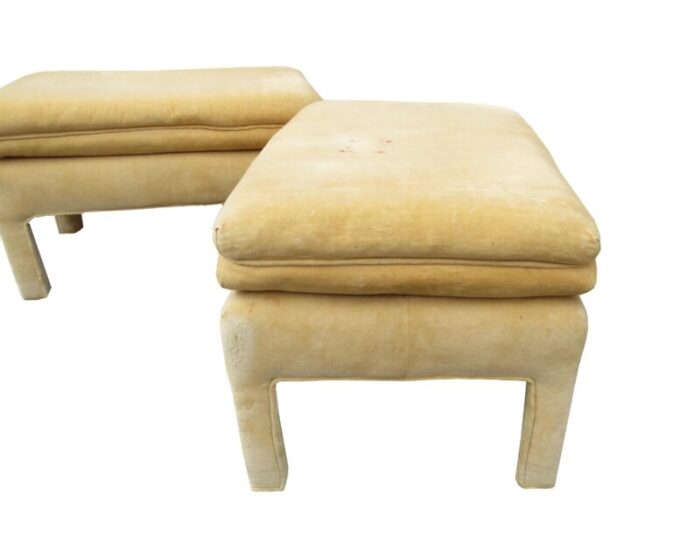 vintage parsons style ottomans stools in the style of milo baughman a pair 1015