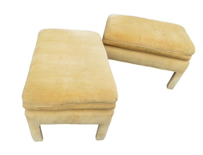 vintage parsons style ottomans stools in the style of milo baughman a pair 3159