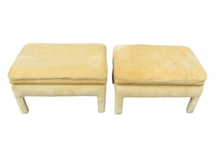 vintage parsons style ottomans stools in the style of milo baughman a pair 3685