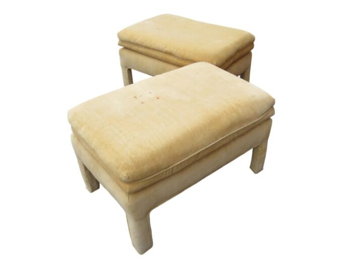 vintage parsons style ottomans stools in the style of milo baughman a pair 8780