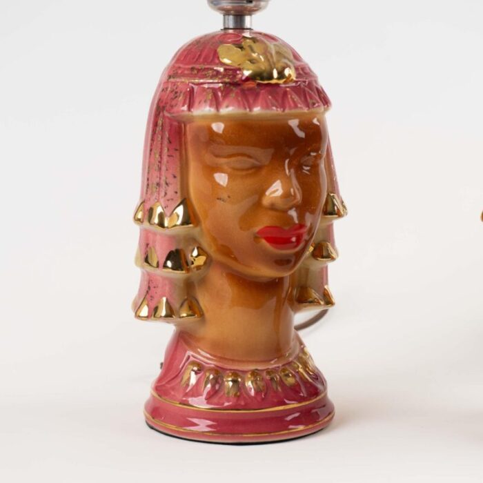 vintage pink and gold ceramic goddess lamp bases a pair 7239