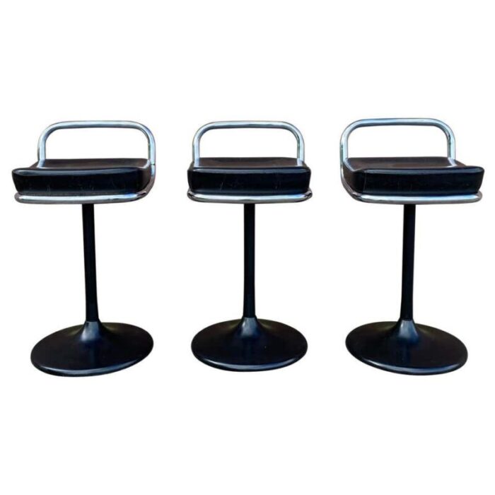 vintage postmodern swivel bar stools from lusch set of 3 1