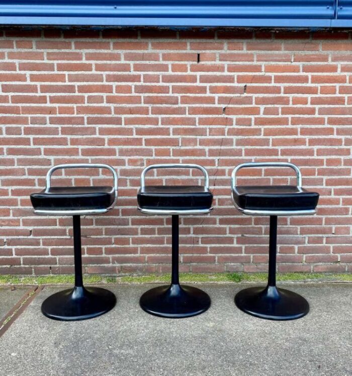 vintage postmodern swivel bar stools from lusch set of 3 2