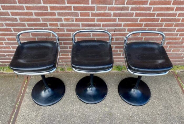 vintage postmodern swivel bar stools from lusch set of 3 6