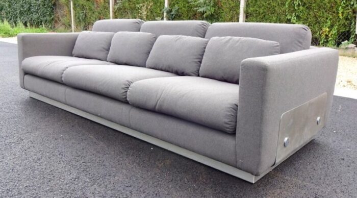 vintage steel and fabric sofa 1970s 2