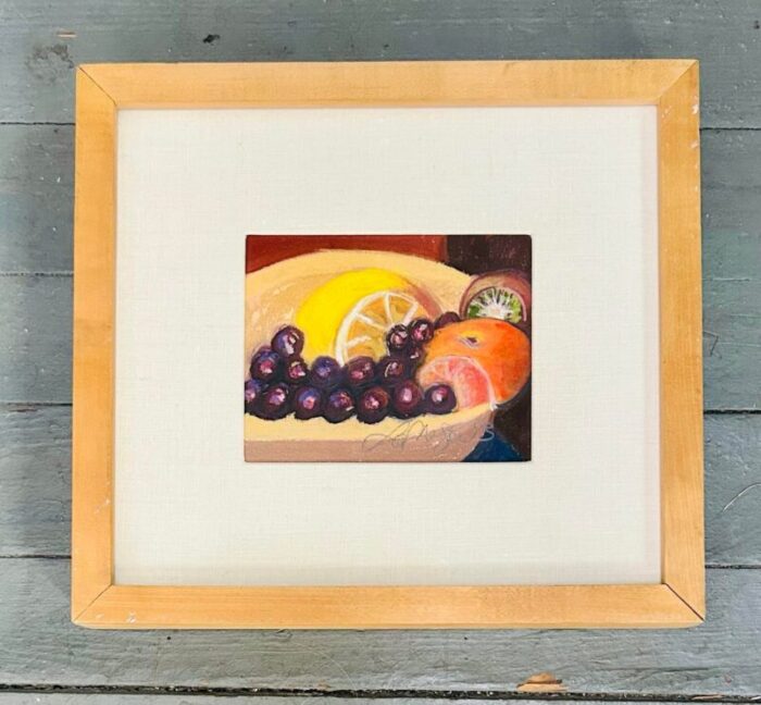 vintage still life oil pastel painting of fruit 2550