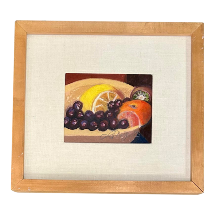 vintage still life oil pastel painting of fruit 2579