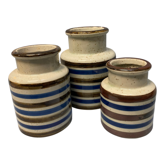 vintage stoneware jars saltmustard jars set of 3 1206