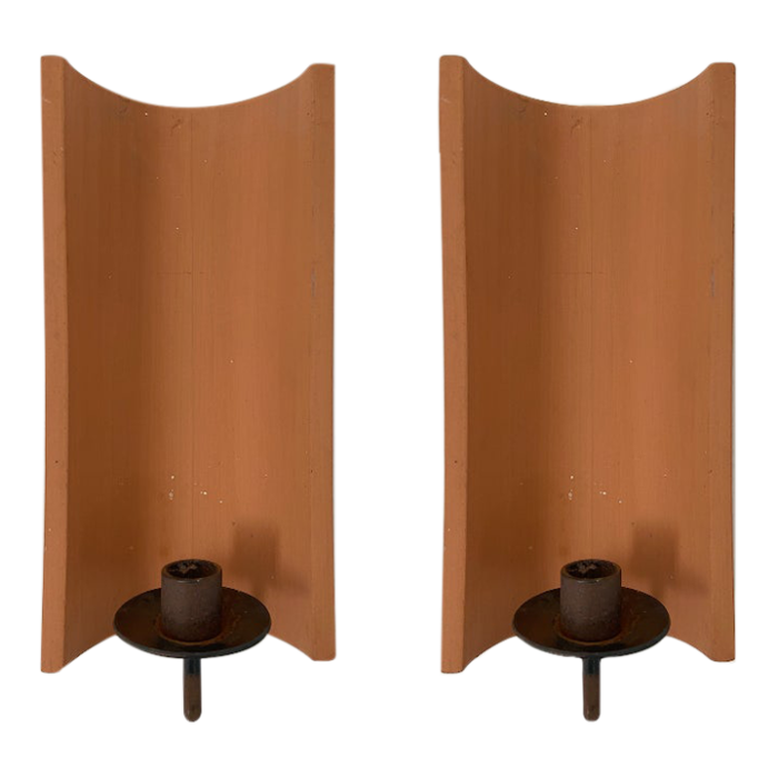 vintage studio von sydow terracotta candle sconces set of 2 3951