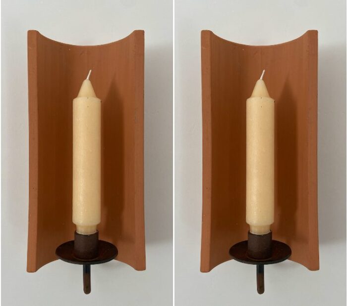 vintage studio von sydow terracotta candle sconces set of 2 7437