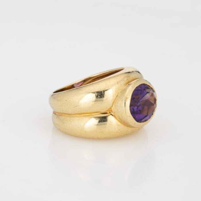 vintage tiffany and co signed amethyst 18k yellow gold band ring size 55 5107