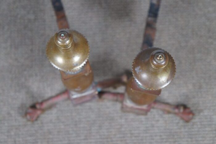 vintage virginia metalcrafters harvin colonial williamsburg brass andirons firedogs a pair 3301