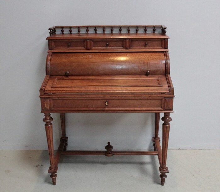 vintage walnut cylinder desk 1