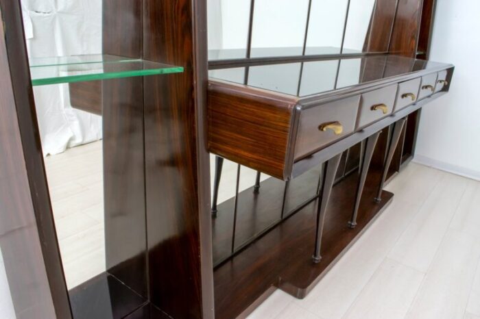 walnut sideboard with mirrors by guglielmo ulrich for ar ca 1940s 4