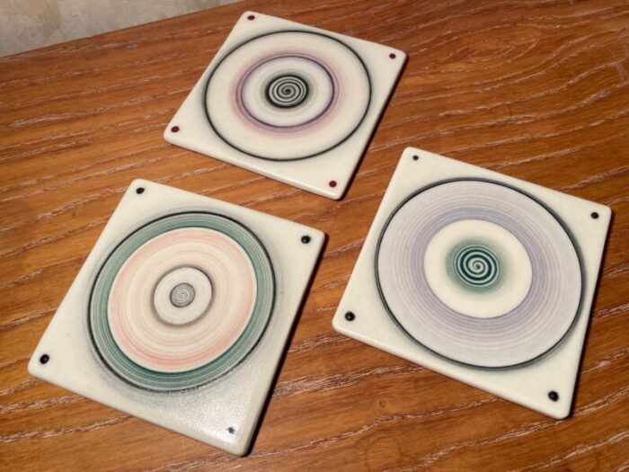 wayne bates studio pottery coasters set of 3 0078