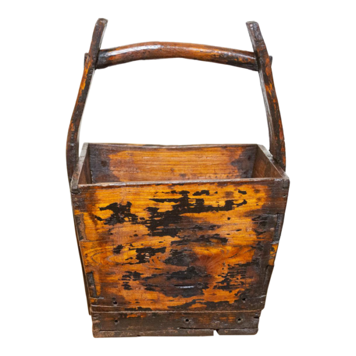 weathered wooden asian basket 0144