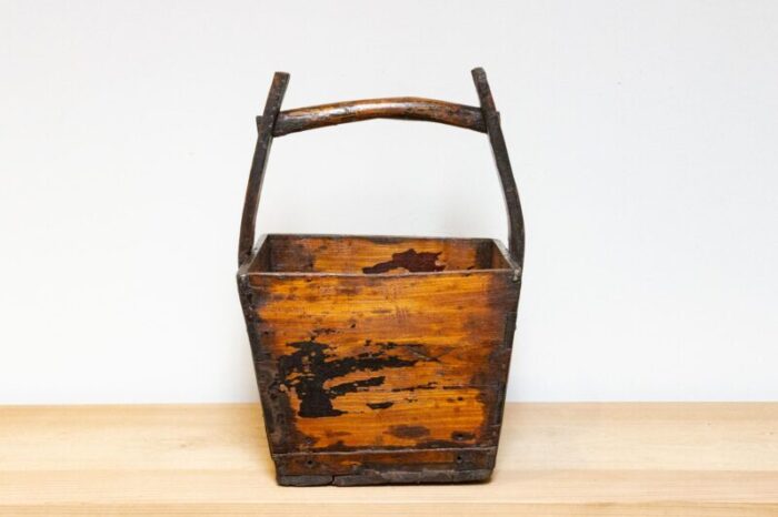 weathered wooden asian basket 6638