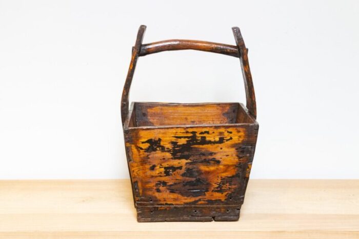 weathered wooden asian basket 9666