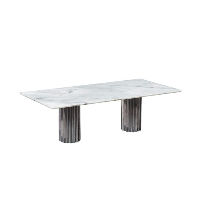 white carrara marble and cast aluminum doris dining table by fred juul 1