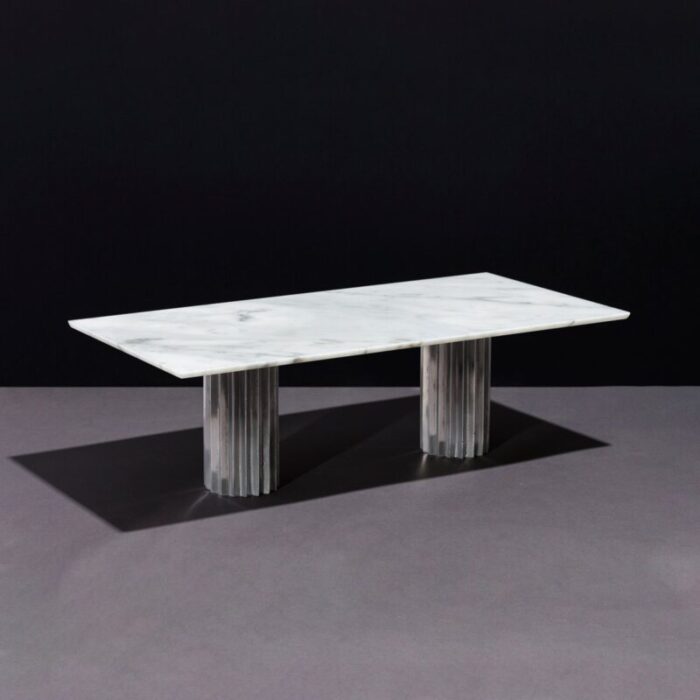 white carrara marble and cast aluminum doris dining table by fred juul 2