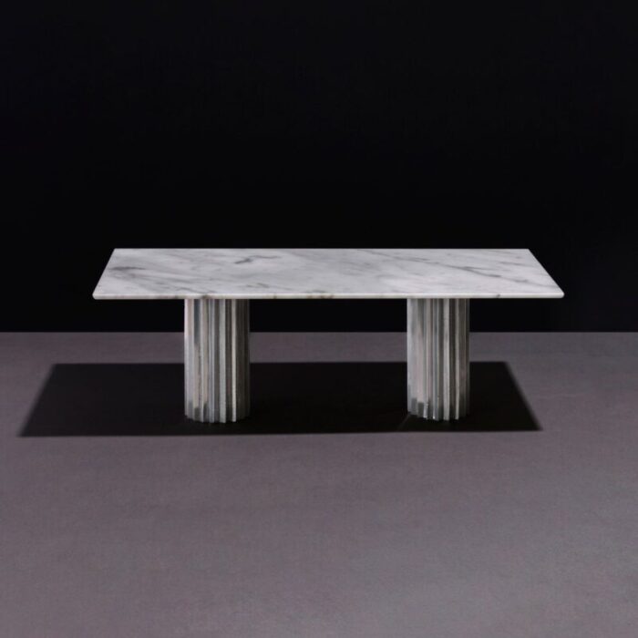 white carrara marble and cast aluminum doris dining table by fred juul 3