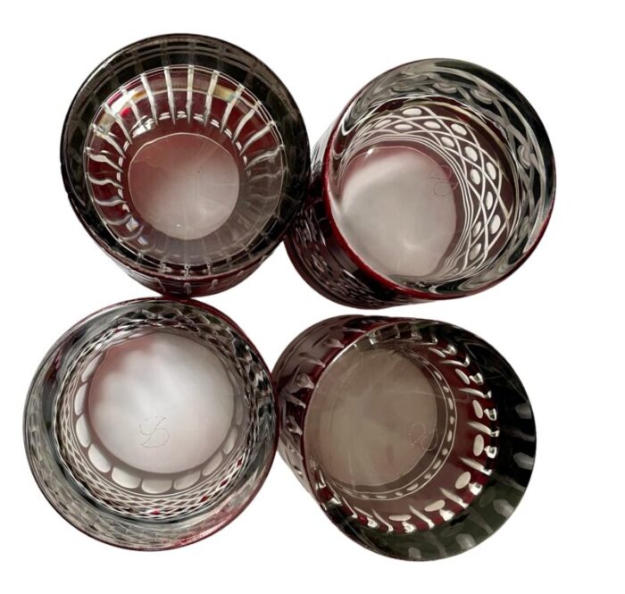 williams sonoma regency garnet bohemian red cut to clear dofs set of 4 0128