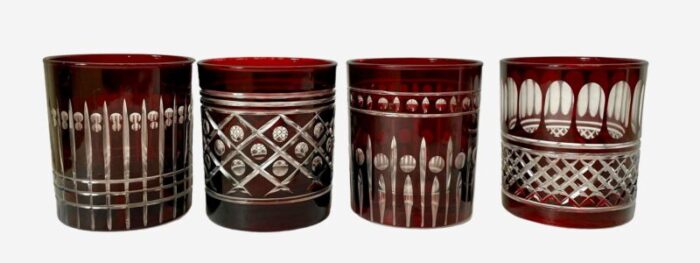 williams sonoma regency garnet bohemian red cut to clear dofs set of 4 6572