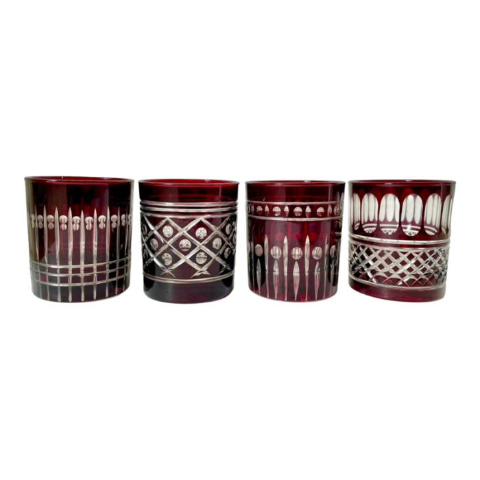 williams sonoma regency garnet bohemian red cut to clear dofs set of 4 8791