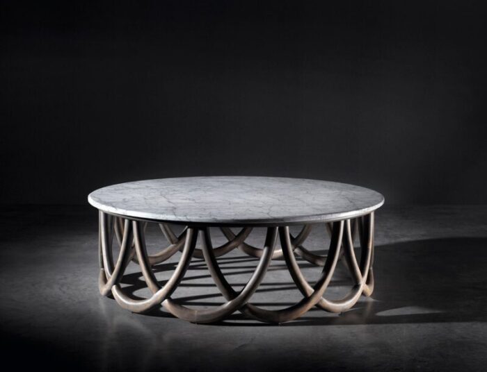 wood marble coffee table by jacobo ventura for ca spanish handicraft 4