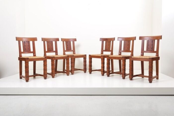 wooden chairs by jacques matteau france 1930s set of 6 4