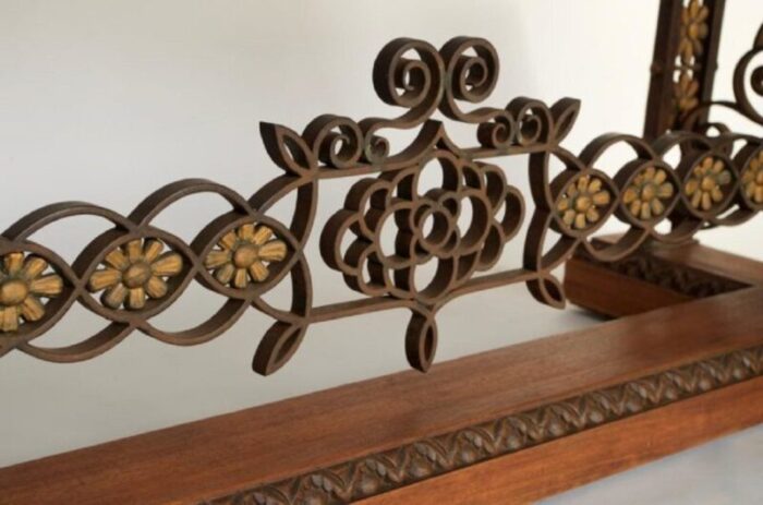 wrought iron mahogany console table 1950s 7