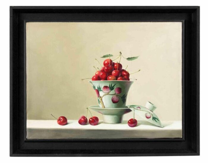 zhang wei guang cherries on table oil painting 2007 9372